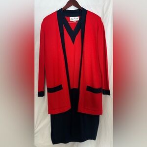 Ami Knits Red and Navy Sweater